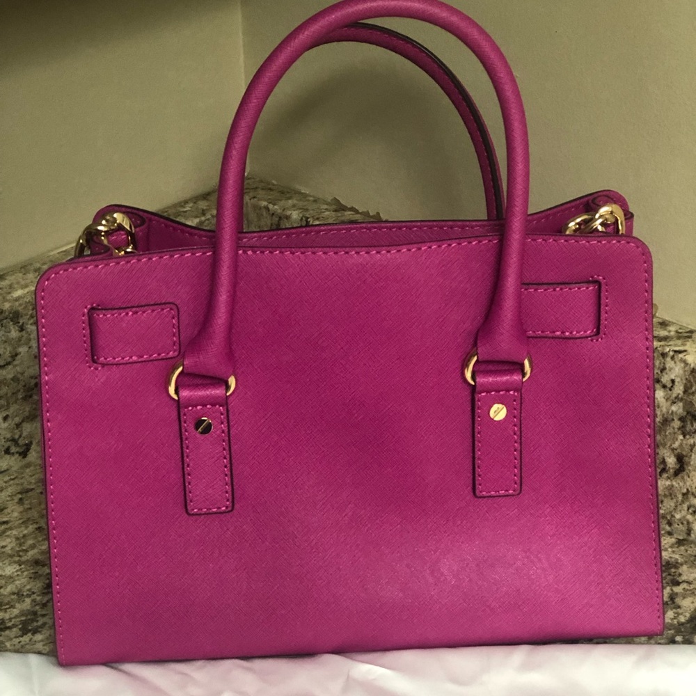 💗Authentic Michael Kors leather satchel fuchsia - Picture 3 of 8
